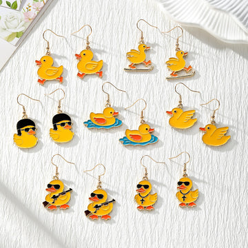 Gold Tone Yellow Duck Drop Earrings in Eleven Playful Designs
