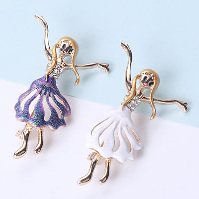Ballerina Brooch front view on a plain background