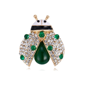 Ladybug Crystal Metal Brooch Pin for Jackets and Lapels
