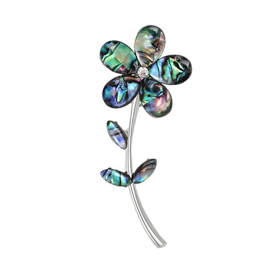 Abalone Shell Flower Stem brooch shown in front product view