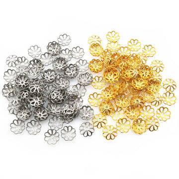 Filigree Flower Bead Caps in Two Sizes and Two Metal Tones