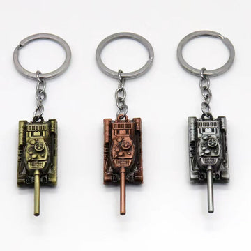 Tank Model Keychain in Three Antique Color Finishes