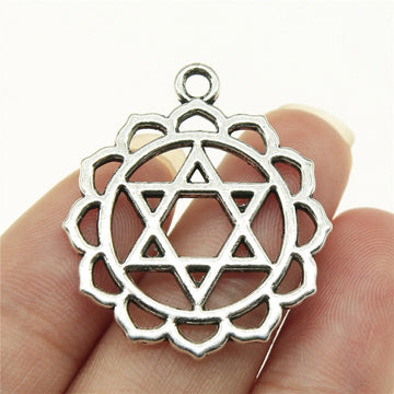 Silver Tone Openwork Chakra Symbol Charms in Eight Designs