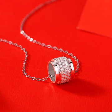 Silver Tone Rectangular Pave Crystal Pendant Necklace