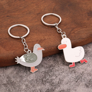 Cartoon Bird Enamel Keychain in Zinc Alloy, Duck or Gray Pigeon