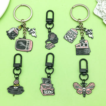 Floral, Rabbit and Halloween Charm Keychains in 12 Variations