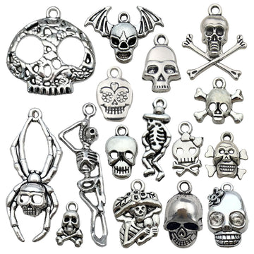 Metallic Halloween Theme and Skull Metal Charms with 17 Listed Options
