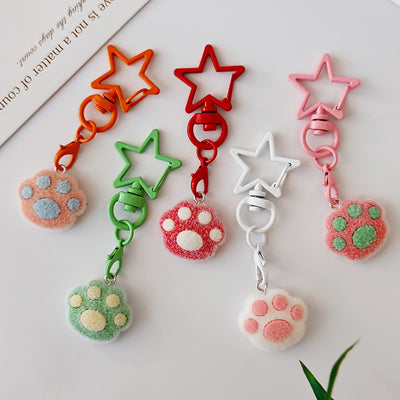 Main product view of flocked Cat Paw Star-Clasp Charms in Five Color Combinations