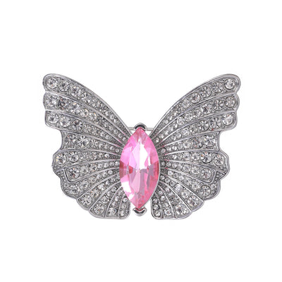 Front product view of an pink butterfly brooch