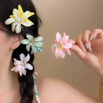 Fabric Flower And Starfish Duckbill Hair Clip Four Colors