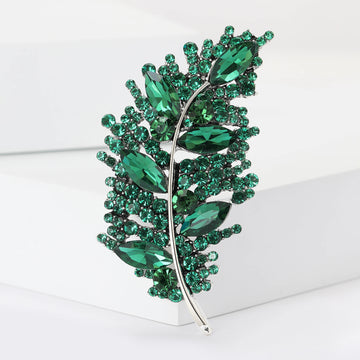 Crystal Leaf Brooch Rhinestone Marquise Ten Color Styles
