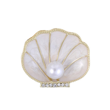 Gold Tone Silver Tone Shell Enamel Pearl Look Two Designs Metal Brooch Pin