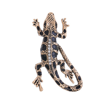 Gold Tone Silver Tone Gecko Crystal Two Designs Metal Brooch Pin