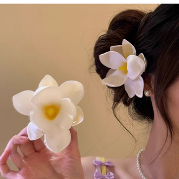 Large Artificial Plumeria Duckbill Hair Clip In Pink Or White