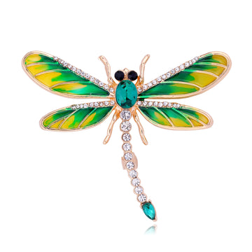 Dragonfly Crystal Enamel Four Designs Metal Brooch Pin