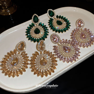 Crystal Teardrop Statement Earrings in Three Colors