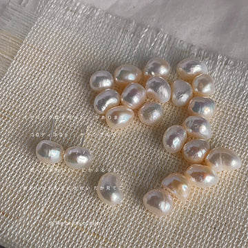 White Baroque Irregular Freshwater Pearl Stud Earrings Pair
