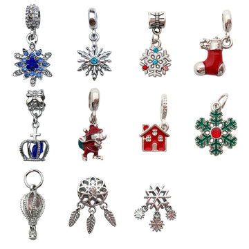 Colorful Snowflake and Christmas Stocking Metal Charms with 8 Listed Options