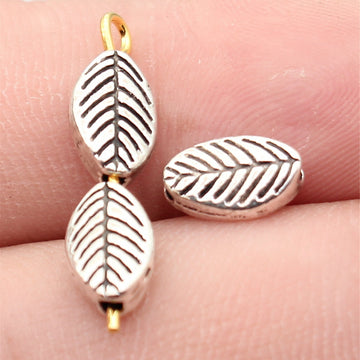 Veined Leaf Small Hole Metal Beads in Three Antique Finishes