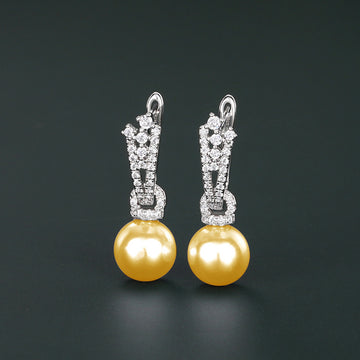 Silver Tone Pearl Drop Earrings In Yellow White And Gray