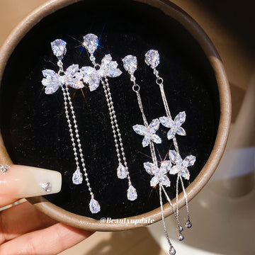 Butterfly Crystal Chain Drop Earrings in Two Styles