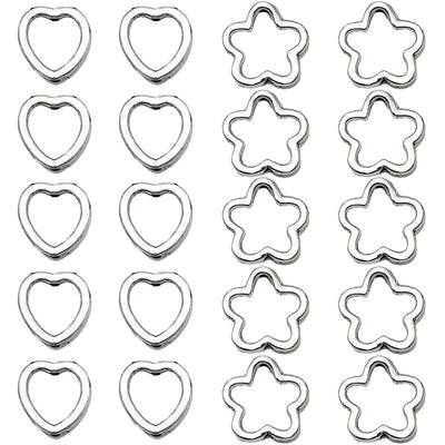 Metallic spacer bead beads arranged on a light background