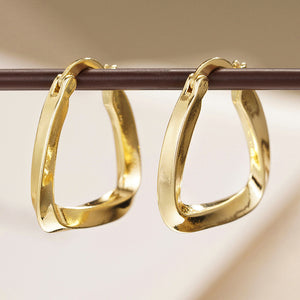 Sculpted Geometric Hoop Earrings in Four Tone Styles