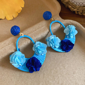 Colorful Floral Hoop Statement Earrings Fashion Jewelry Accessory
