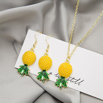 Pineapple Pendant Necklace and Hook Earring Jewelry Sets