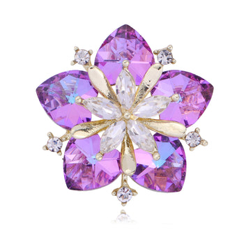 Camellia Crystal Four Designs Metal Brooch Pin for Jackets and Lapels