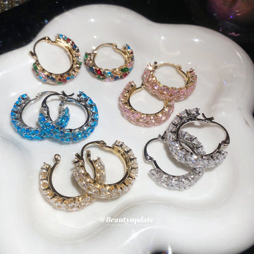 Crystal Wheat Leaf Hoop Earrings in Five Color Finishes