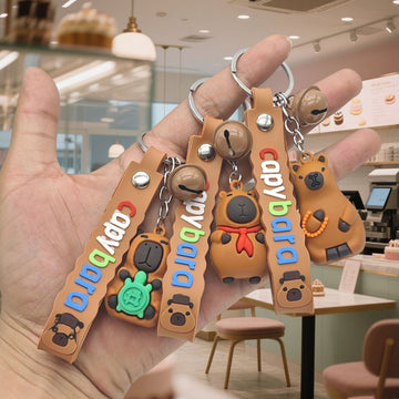 Capybara Silicone Figure Bell Strap Keychain Five Styles