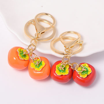 Dual Enamel Persimmon Keychains Braided Heart Cord 11 Options