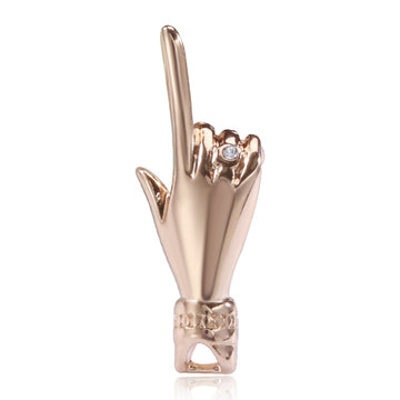 Polished I Love You Hand Sign Brooch In Gold And Silver Tones