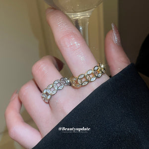 Interlocking Circle Crystal Open Ring In Gold Or Silver Tone