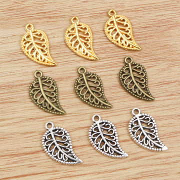 Openwork Leaf Charms in Antique Bronze and Silver Finishes