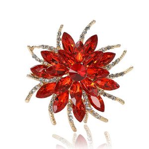 Rhinestone Starburst Flower Brooch Marquise Crystal Nine Colors