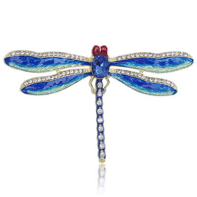 Slim Crystal Dragonfly Brooch shown from the front on a white background