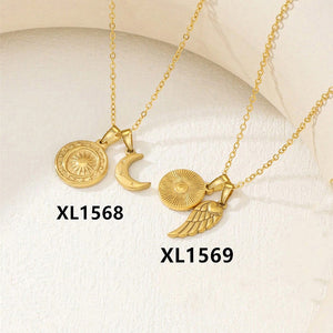 Gold Tone Symbol Pendant Necklaces in Five Designs