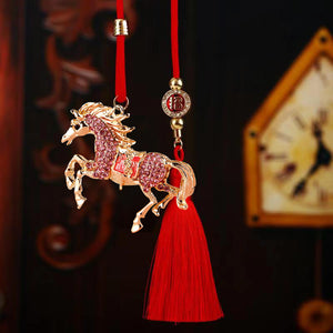 Crystal Horse Rearview Mirror Tassel Car Ornaments in Five Options