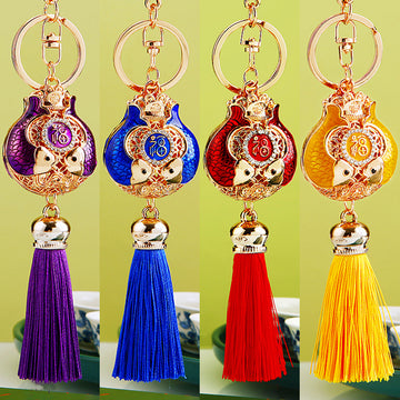 Double Fish Fortune Bag Tassel Keychains in Four Colors plus Assorted Option