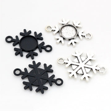Snowflake Round Pendant Bezel Settings in Three Finishes