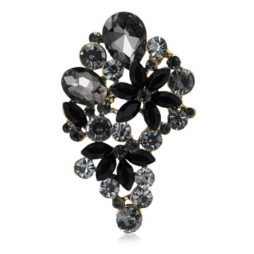 Glass Crystal Cluster Brooch Floral Cascade Six Colors