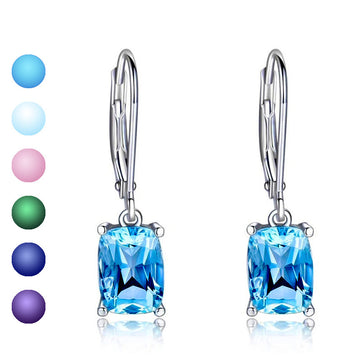 Rectangular Faceted Drop Earrings In Six Stone Colors
