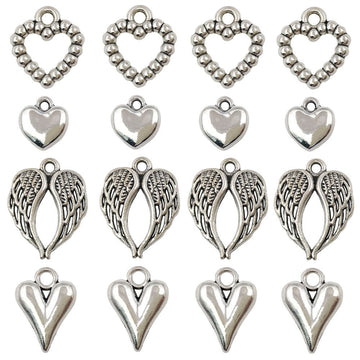 Metallic Heart Metal Charms with 4 Listed Options for DIY Jewelry Making