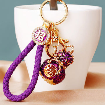 Chinese Fortune Gourd Keychains with Cords and Loose Braided Loops