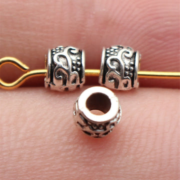 Antique Silver Metal Vine Scroll Large Hole Bead For Jewelry Making