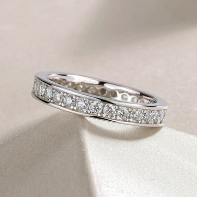 Slim silver-tone channel-set clear-stone band