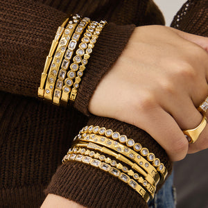 Crystal Hinged Bangle Collection in Five Gold and Silver Tone Designs