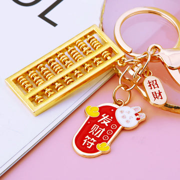 Gold Abacus Keychains with Four Message Tags Clasp and Loop Configurations